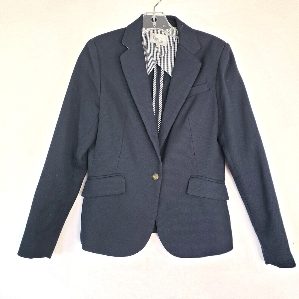 Dalia Blazer Womens S Navy Blue Single Button Jacket Business Career‎ Office Y2K